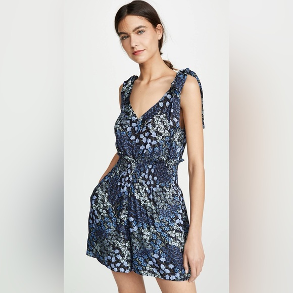 Rebecca Taylor ‘Ava’ Floral Smocked-Waist Silk Playsuit - Picture 1 of 14